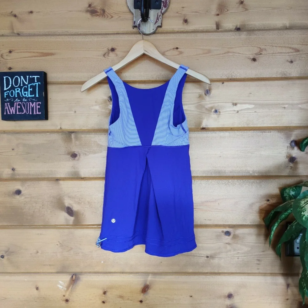 Lululemon Run Ta Ta‎ Topper Athletic Tank Top Cinch Waist Purple Stripes Size 4
